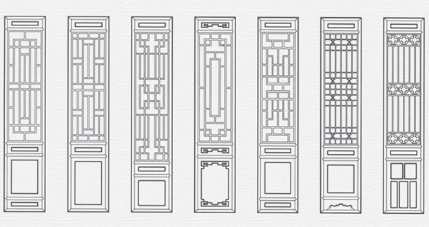 莱州常用中式仿古花窗图案隔断设计图